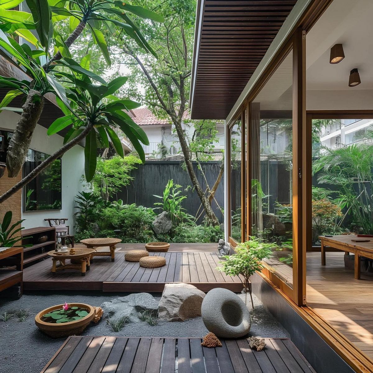 Ý tưởng thiết kế sân vườn sau nhà hiện đại